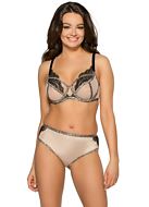Big cup bra, sheer inlays, lace details, leopard (pattern), B to L-cup